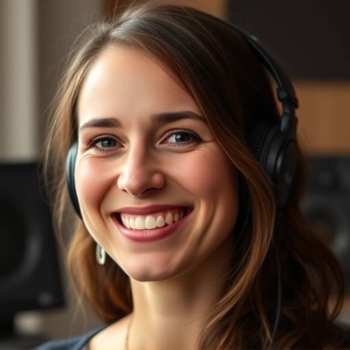 Portrait of Isabella Rossi, Head Audio Engineer, smiling